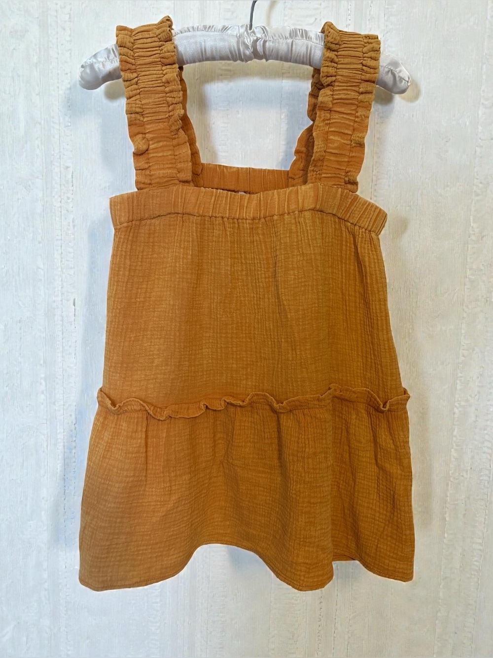 ODDY Yellow Springtime Ruffled Strap Tank Top - Picture 3 of 4